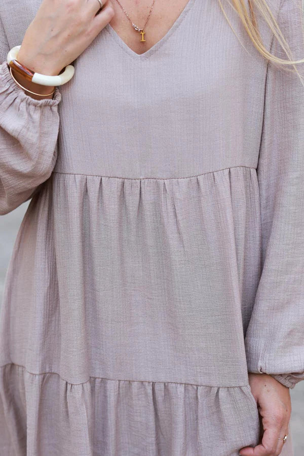 Ice brown dress with long sleeves