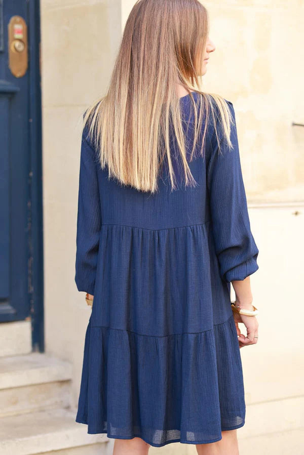 Navy Blue Dress With Long Sleeves