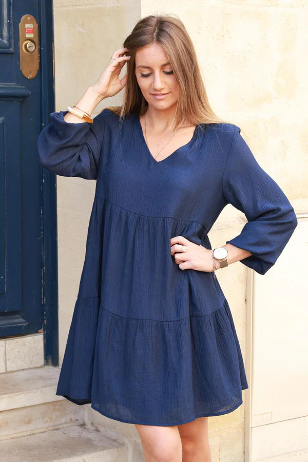 Navy Blue Dress With Long Sleeves