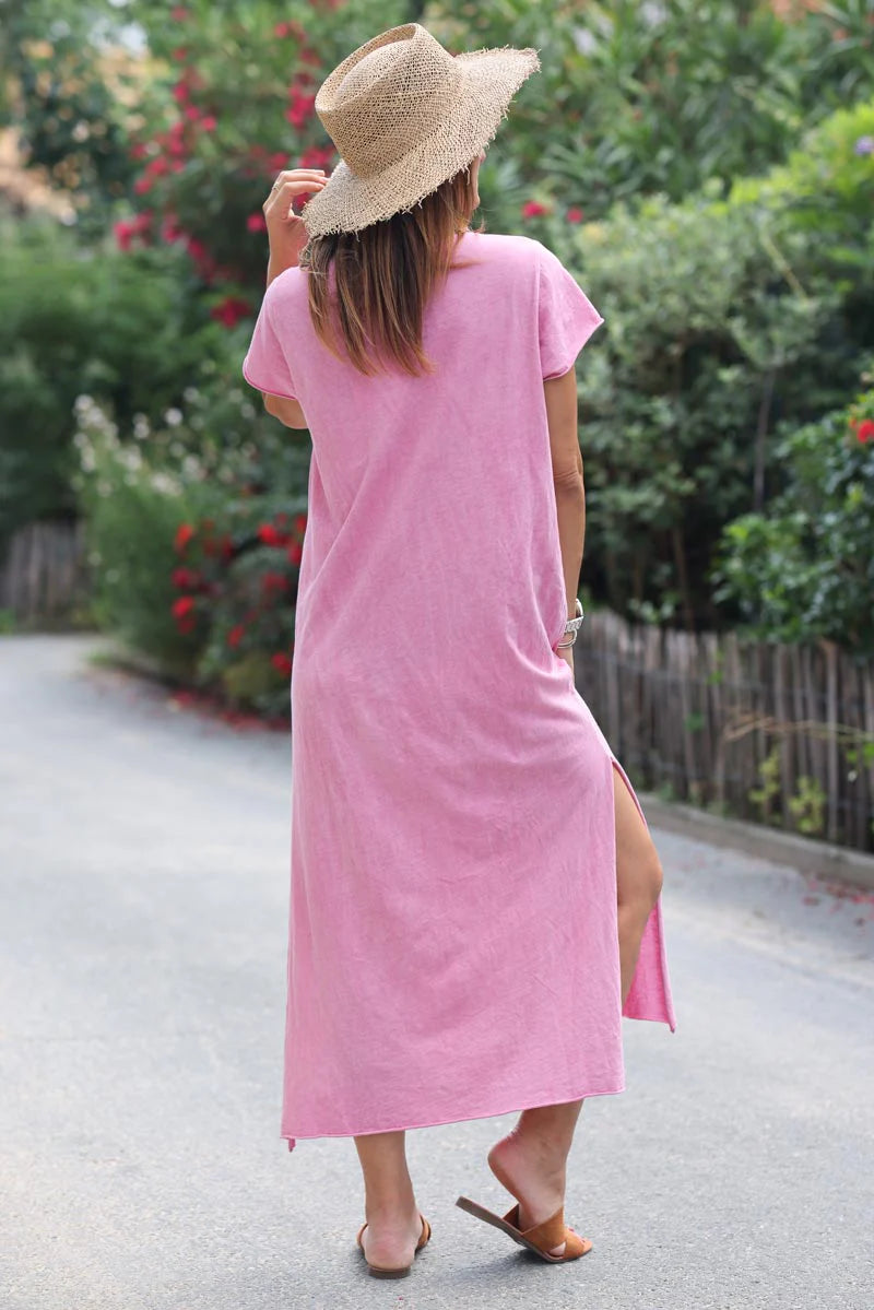 Fuchsia 'Rock and Roll' Cotton Maxi Dress