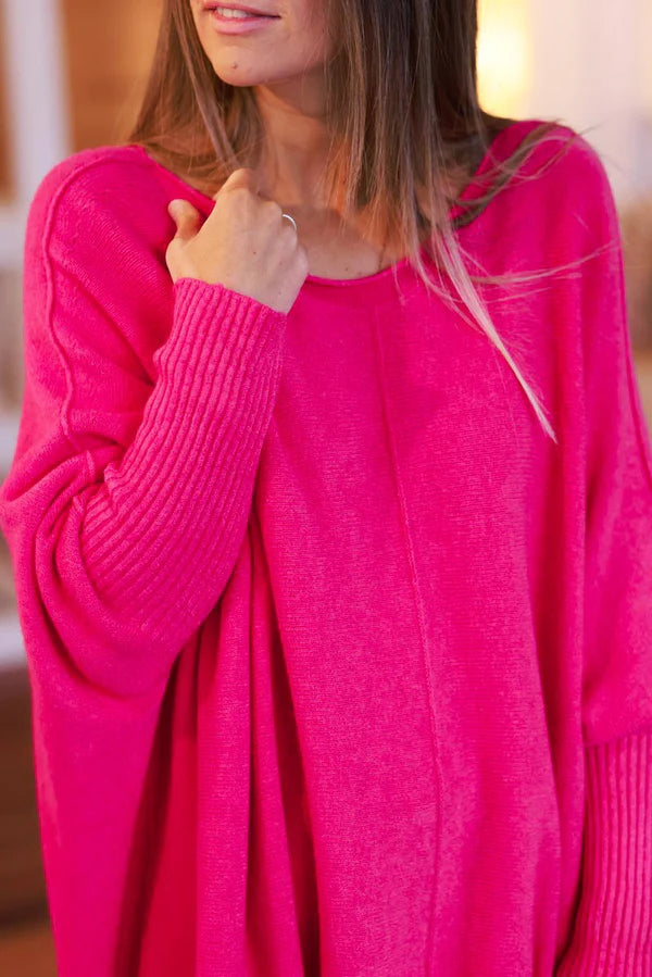 Fuchsia Viscose Knit Sweater Tunic