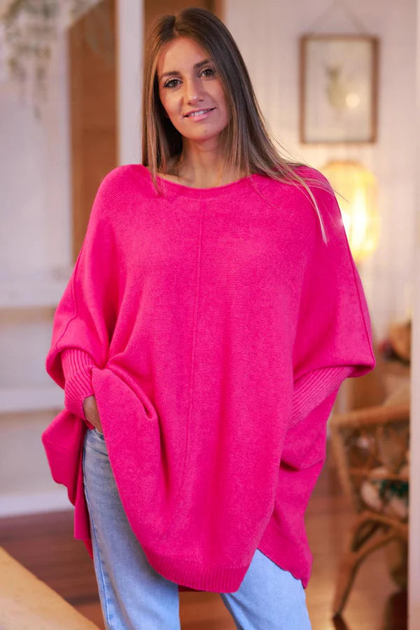 Fuchsia Viscose Knit Sweater Tunic