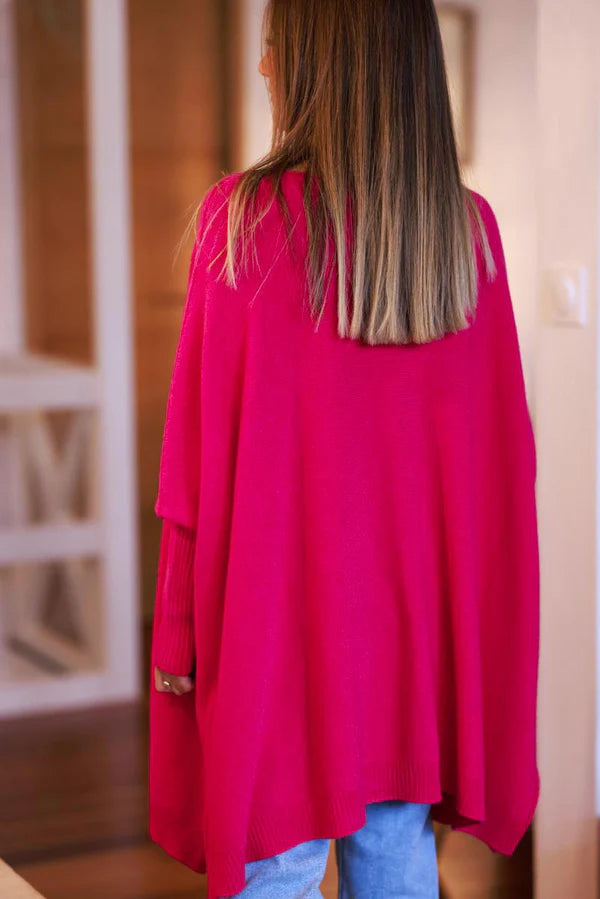 Fuchsia Viscose Knit Sweater Tunic