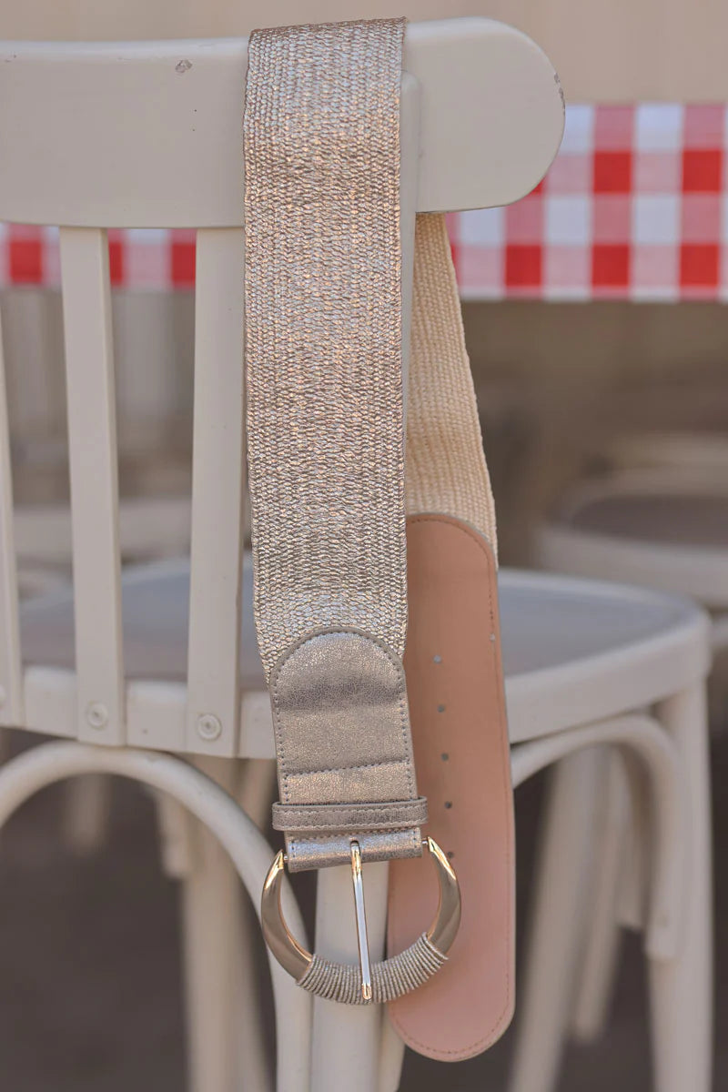 Gold Stretch Textured Buckle Belt