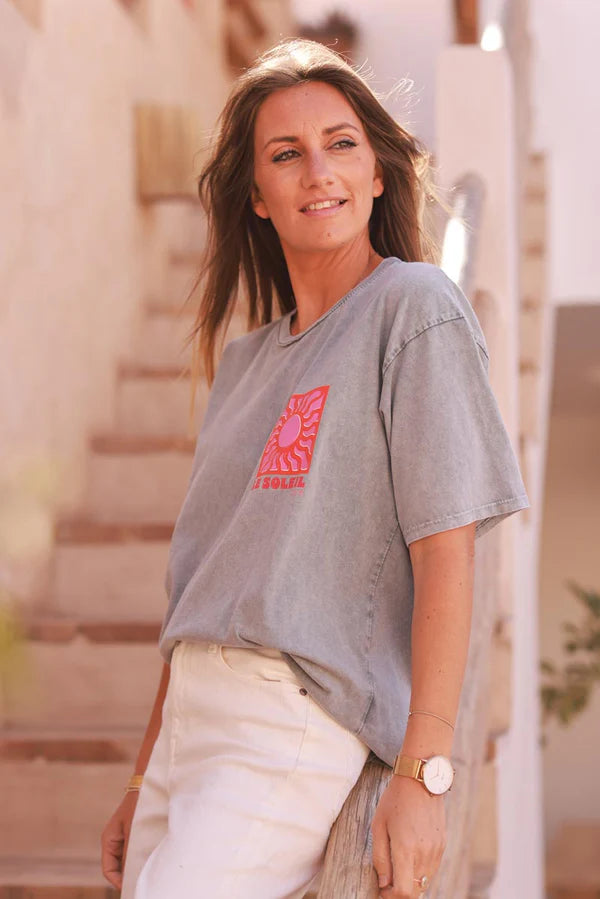 Gray Le Soleil Jersey Tee