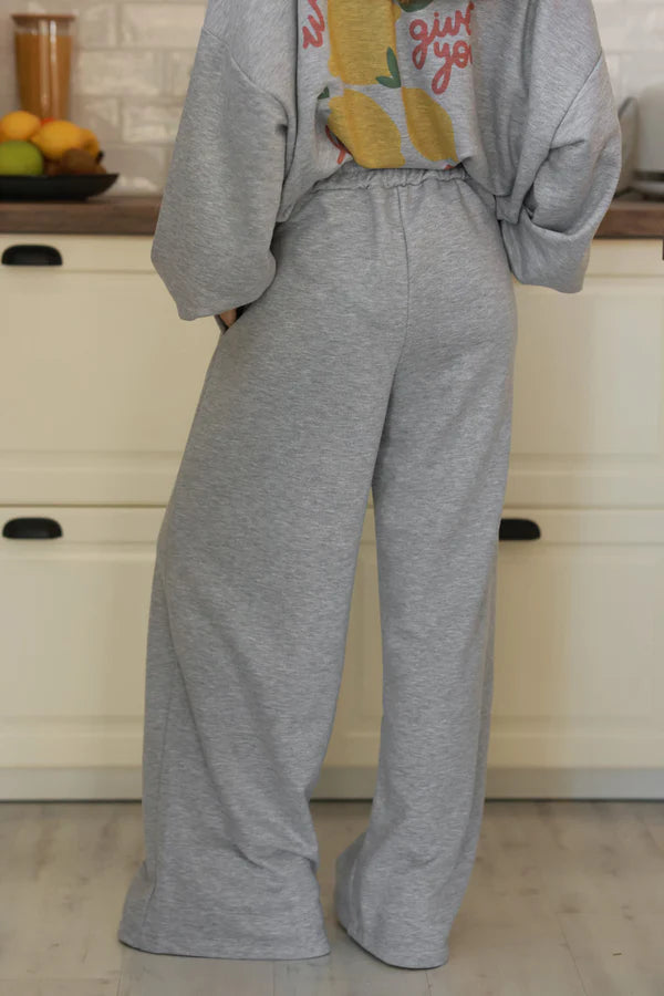 Heather Gray “Lemons” Knit Lounge Pants