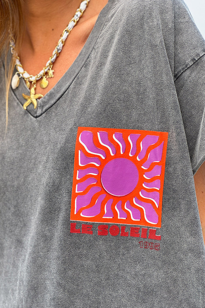 Gray Neon Sun Vintage Jersey T-Shirt Dress