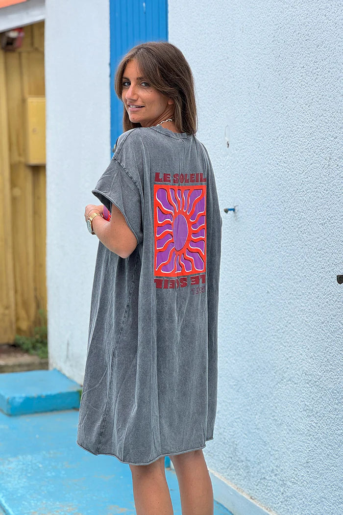 Gray Neon Sun Vintage Jersey T-Shirt Dress