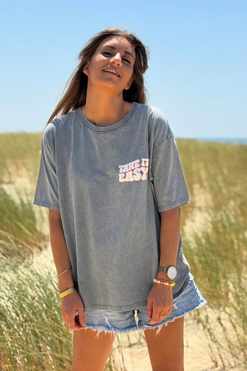 Gray “Take it Easy” Vintage Tee