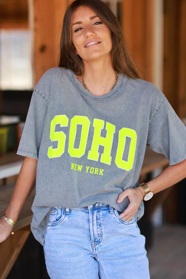 Heather Grey SOHO New York Varsity Tee