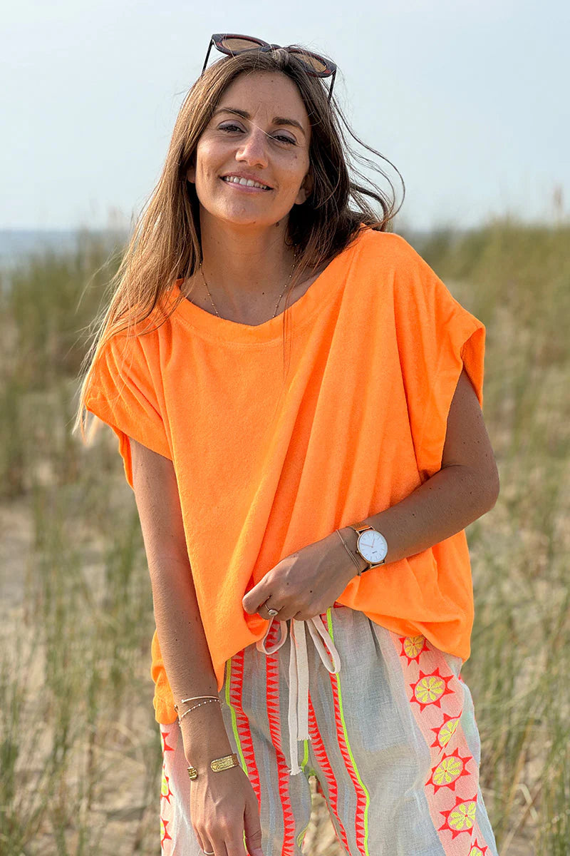 Hot Orange Terry Cloth Tee