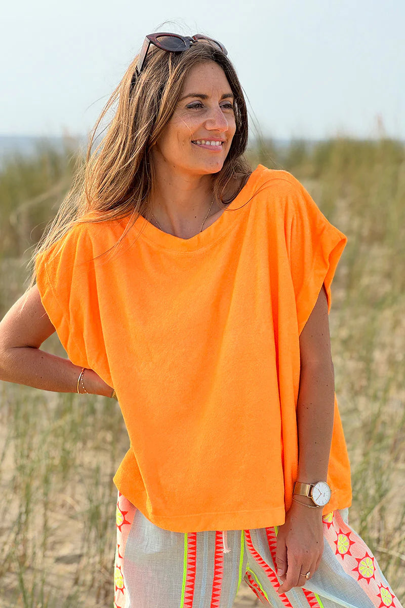 Hot Orange Terry Cloth Tee