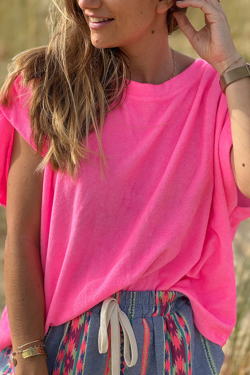Bubblegum Pink Terry Cloth Tee