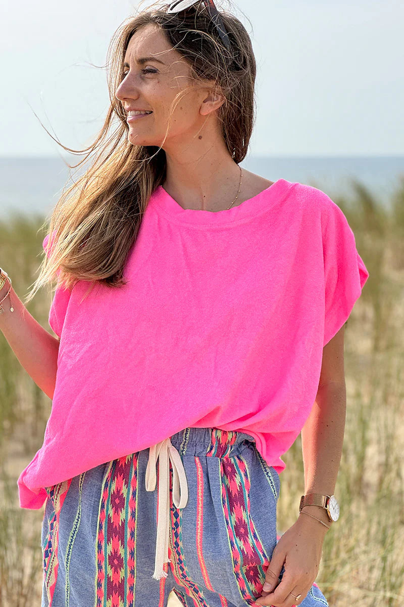 Hot Pink Terry Cloth Tee