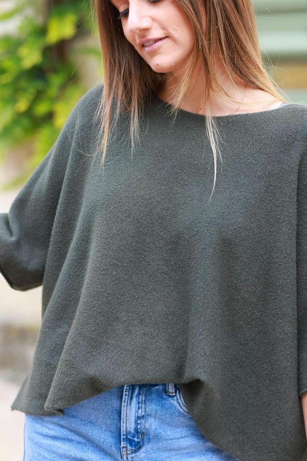 Olive Knit Batwing Sweater