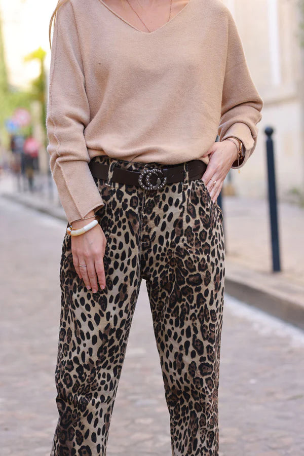 Leopard Print Velvet Trousers