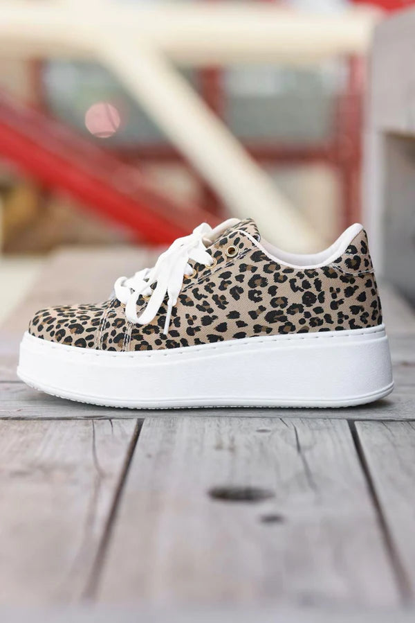 Leopard Vegan Leather Platform Sneakers