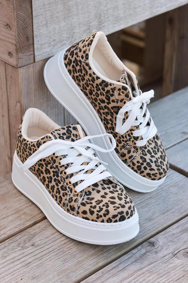 Leopard Vegan Leather Platform Sneakers