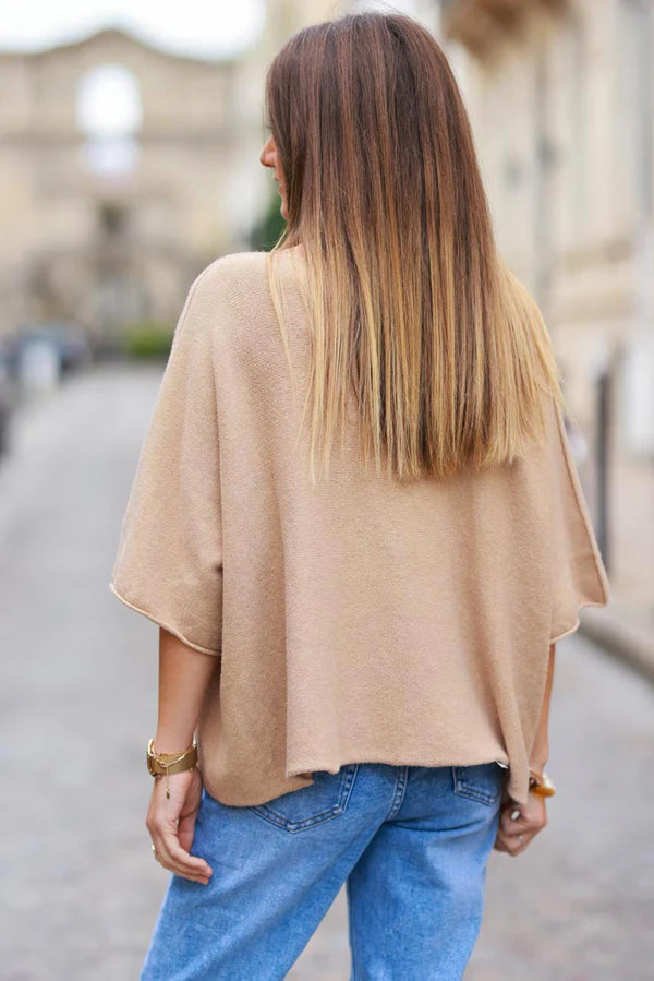 Light Camel Knit Batwing Sweater