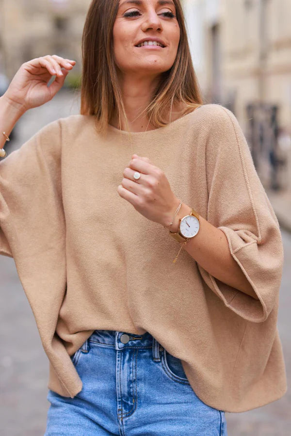 Light Camel Knit Batwing Sweater