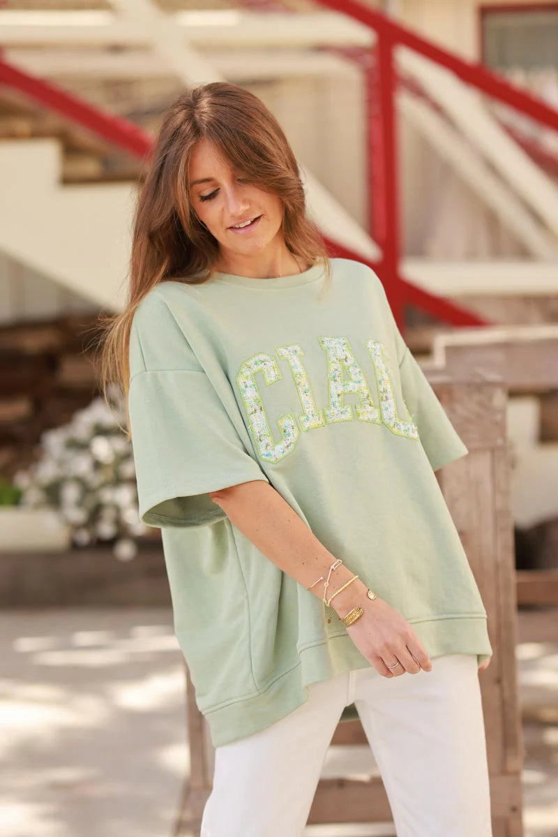 Light Olive “CIAO” Italian Knit Top