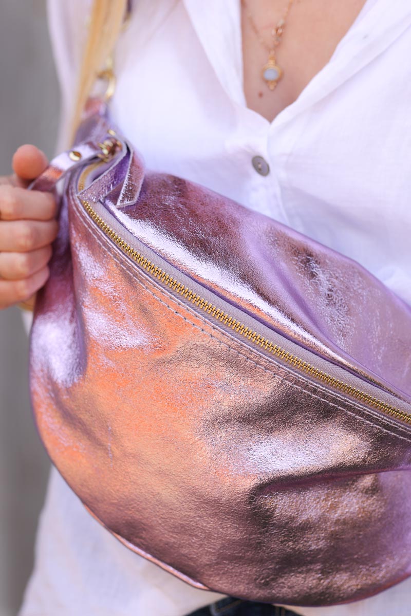 Lilac metallic leather bum bag