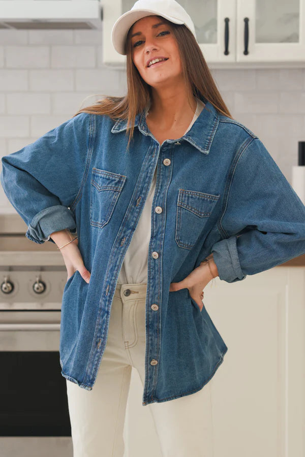 Medium Wash Denim Shirt Jacket