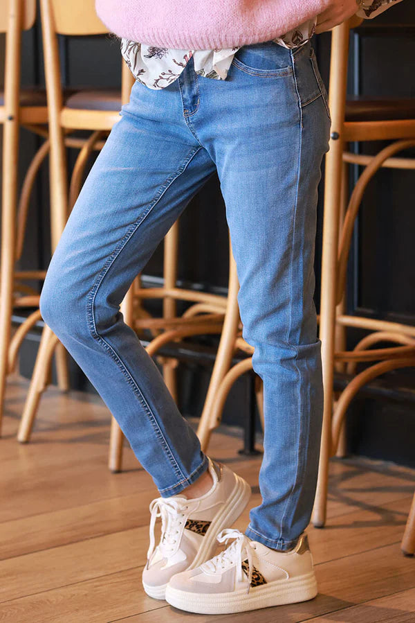 Medium Wash Embellished Pocket Skinny Jeans