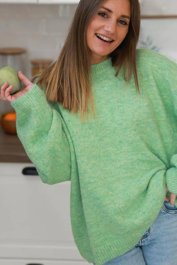 Mint Green Wool Blend Slouchy Sweater