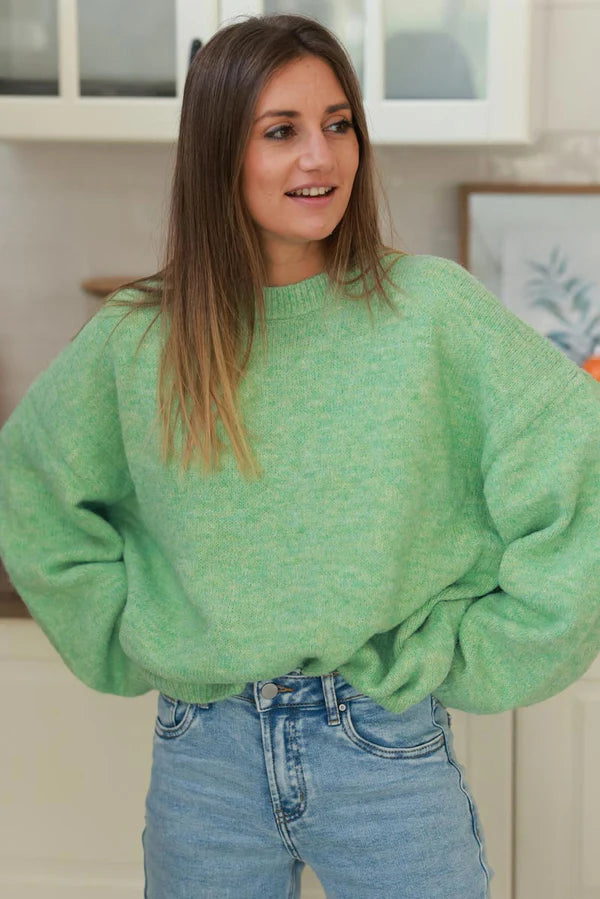 Mint Green Wool Blend Slouchy Sweater