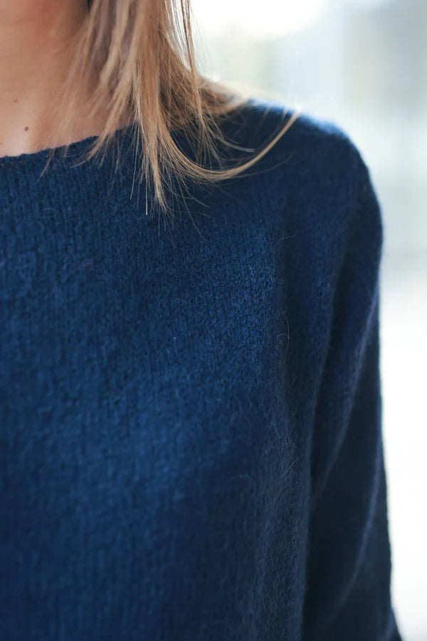 Navy Blue Alpaca Soft Knit Sweater