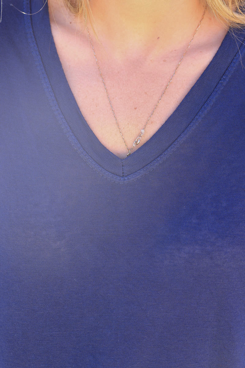 Navy Blue Relaxed Fit Batwing Super Soft T-shirt