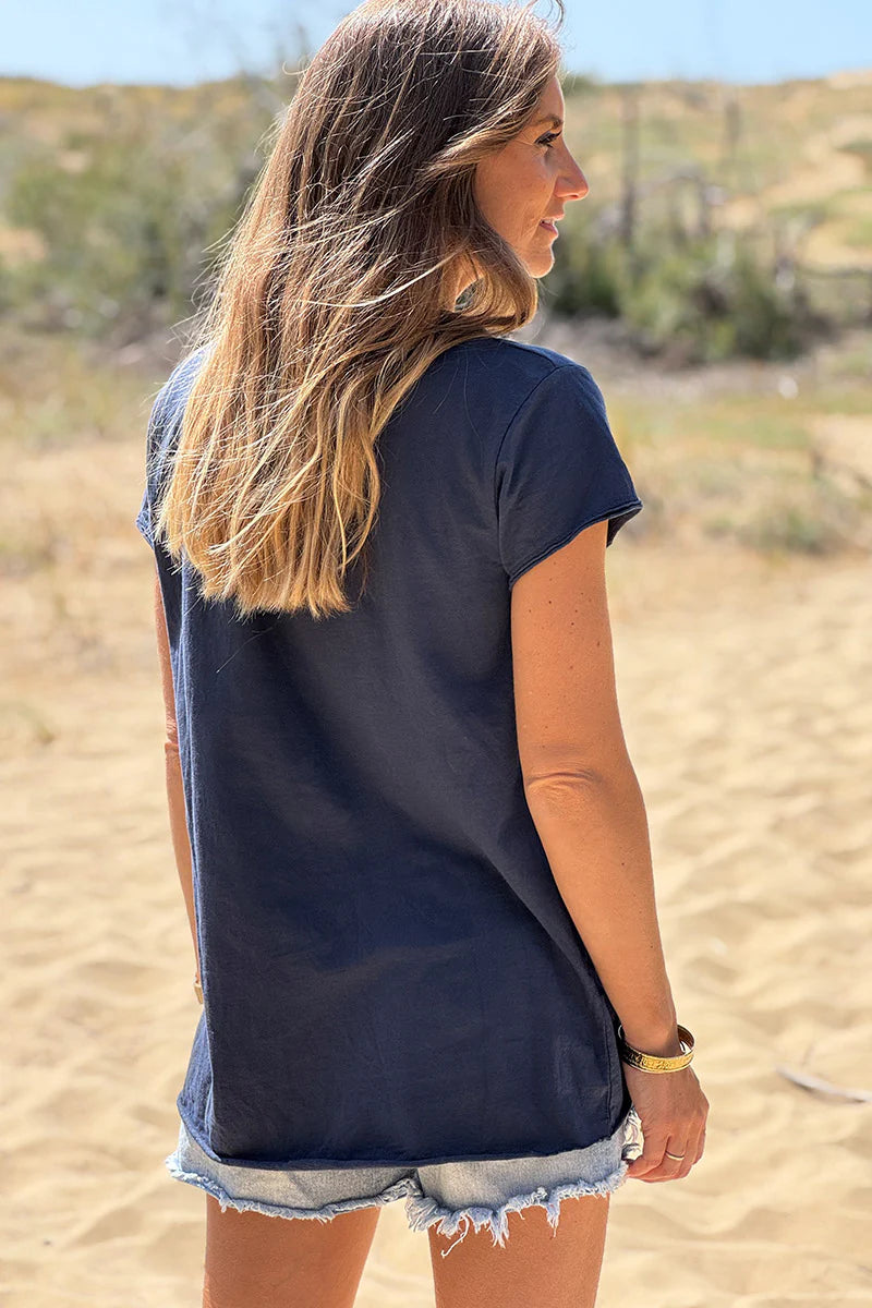 Navy blue Star Lightweight V-Neck Tee