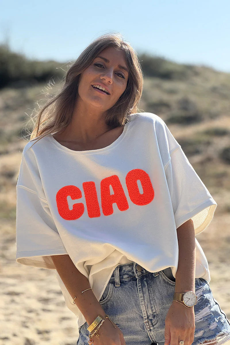 Off White “CIAO” Lightweight Slouchy Dolman Tee