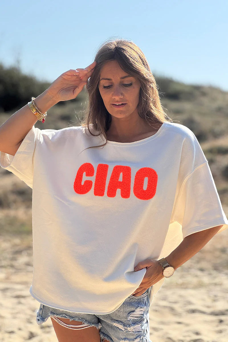 Off White “CIAO” Lightweight Slouchy Dolman Tee