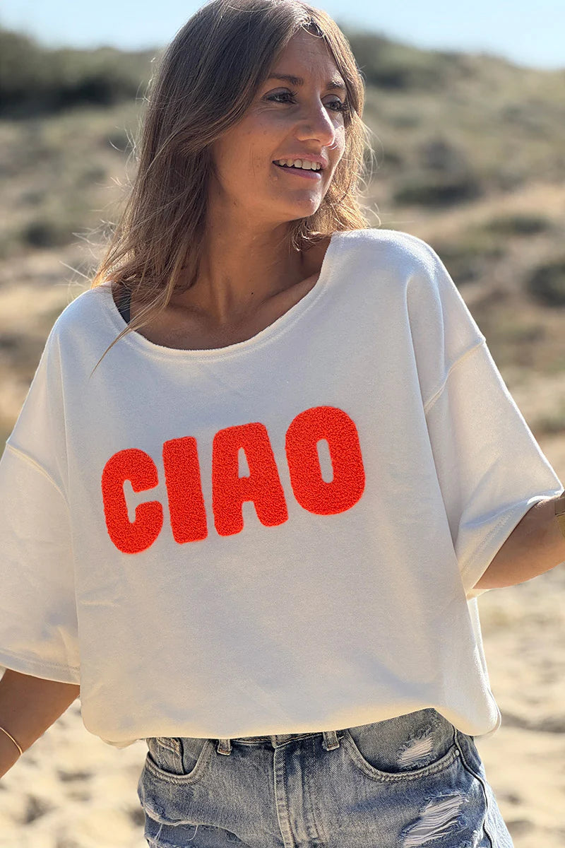 Off White “CIAO” Lightweight Slouchy Dolman Tee