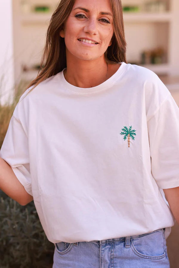Off white Embroidered Palm Cotton Jersey Tee