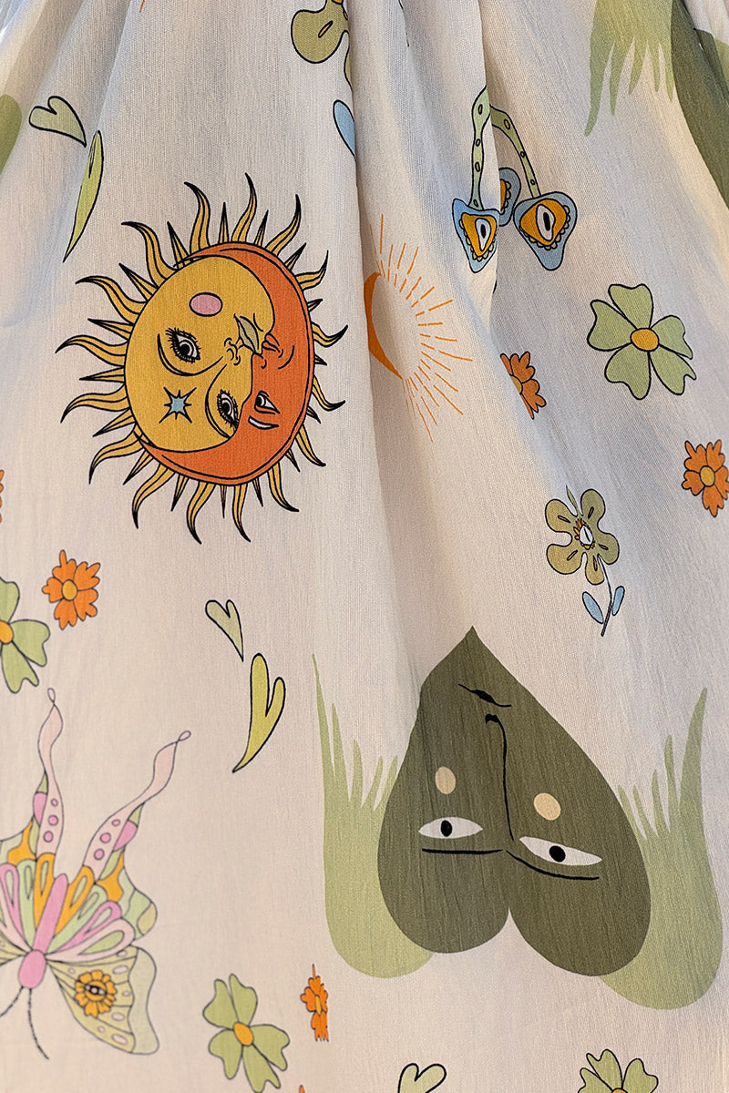 Olive Boho Hearts Print Maxi Dress