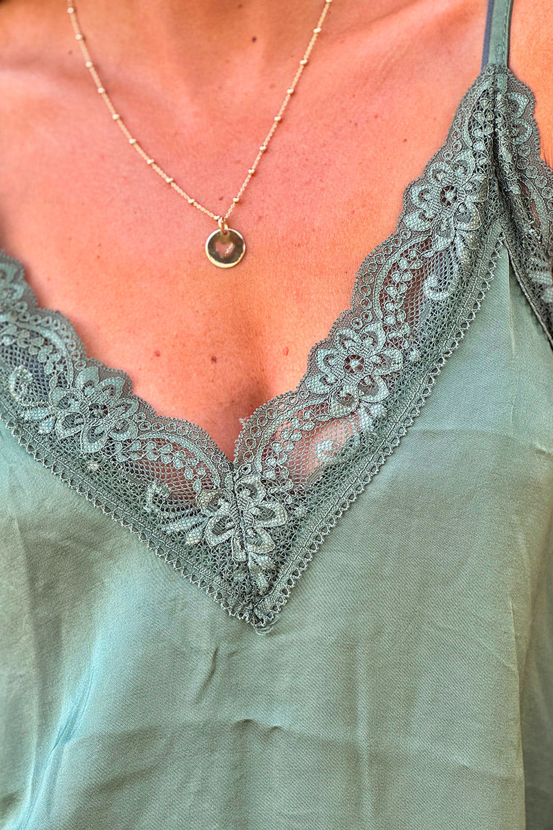 Olive Lace Inset Camisole
