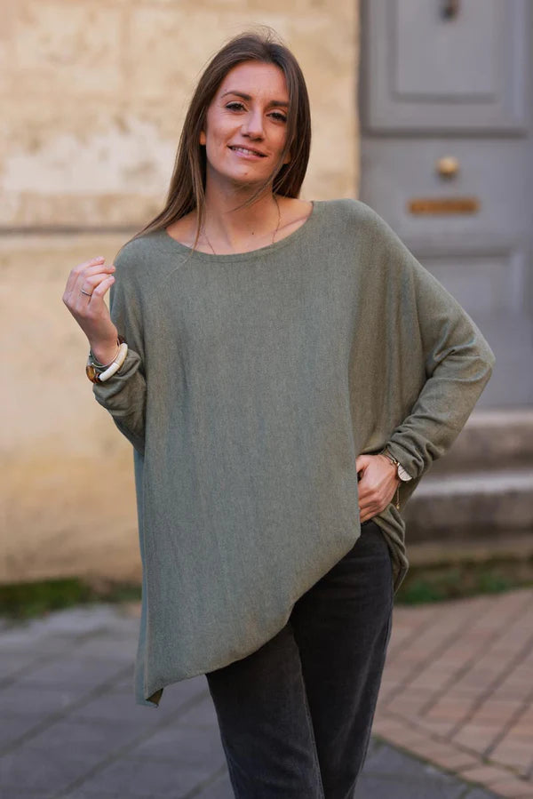 Olive Oversized Batwing Sweater