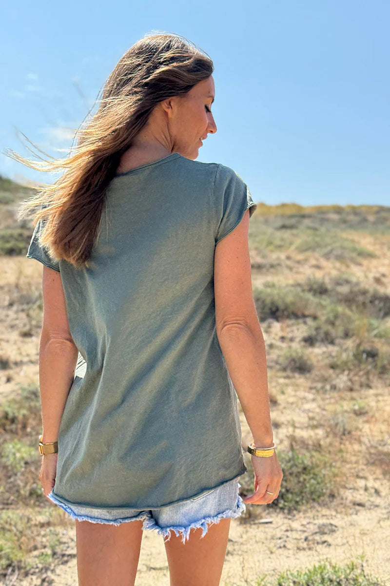 Olive Star Lightweight V-Neck Tee