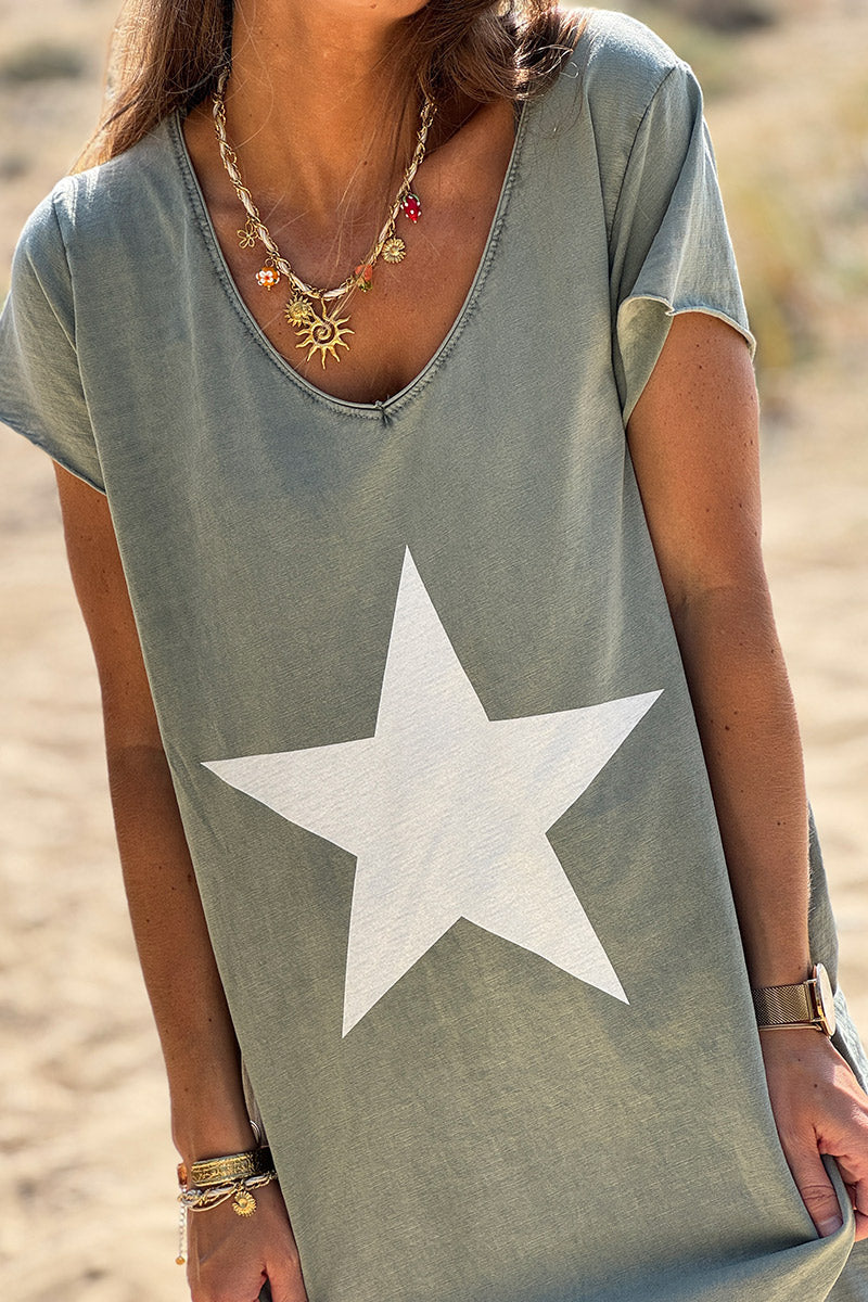 Olive Star Tshirt Maxi Dress