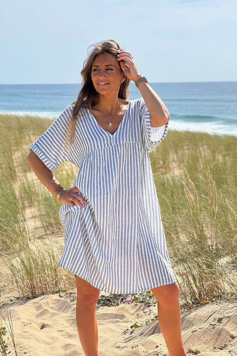 Olive Striped Gauze Sundress