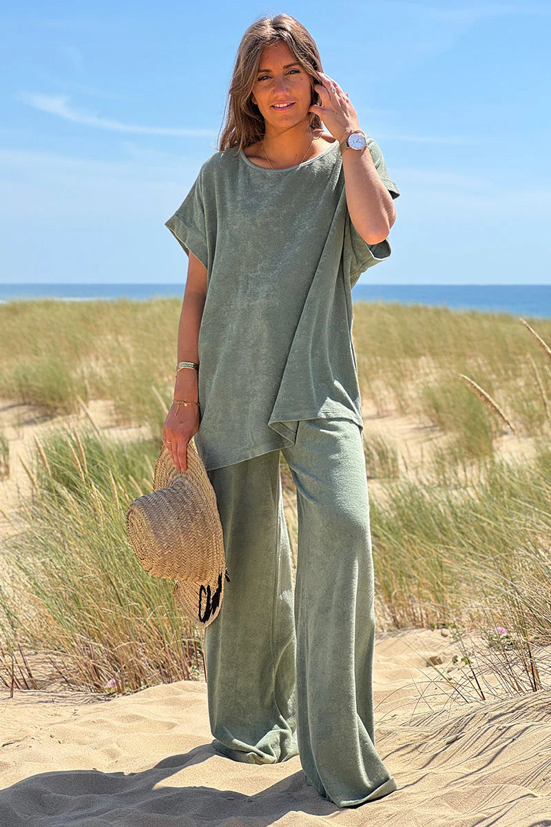 Olive Terry Cloth Blouse