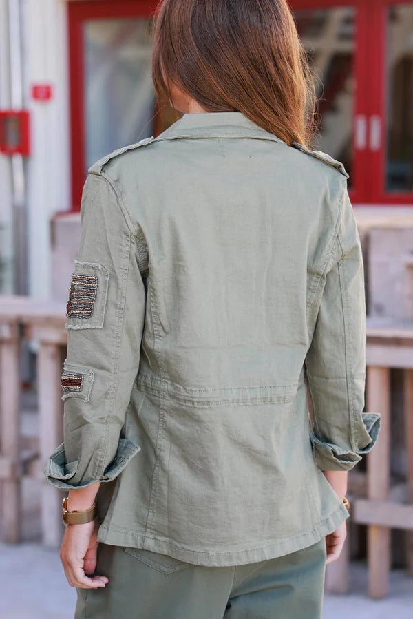 Olive Twill Utility Bead Jacket