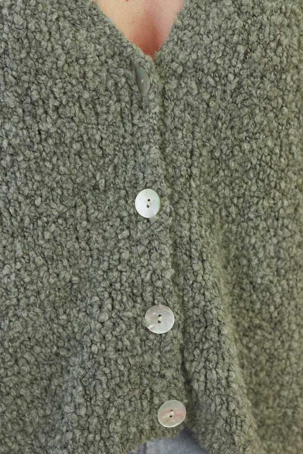 Olive Wool Blend Slouchy Button-Down