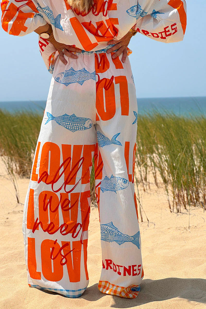 Orange “All We Need is Love” Pull-On Pants