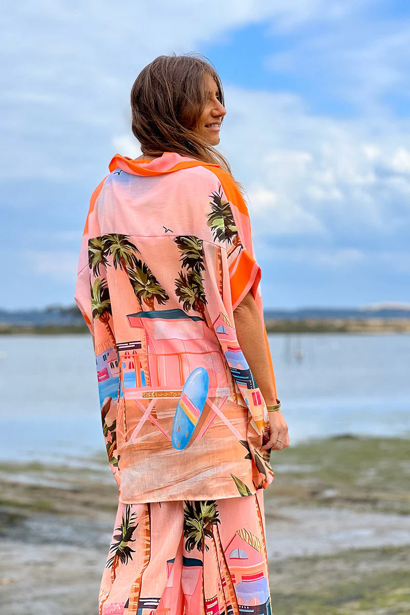 Orange “Amour” Beach Striped Blouse