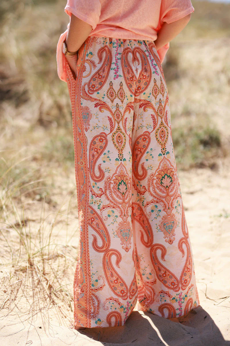 Orange Boho Paisley Pants