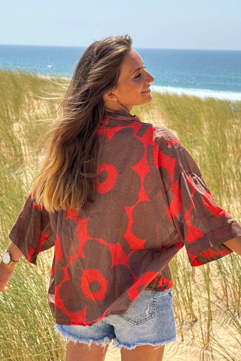 Orange Flower Power Poplin Tunic